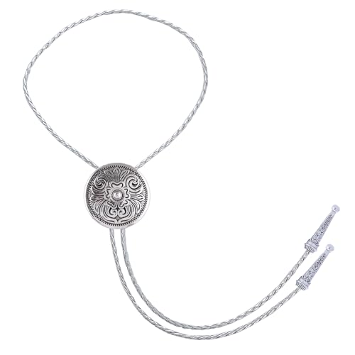 Image of GelConnie Floral Bolo Tie for Men Womens Bolo Tie Necklace Native American Black Men's Bolo Ties Western Cowboy Bolero Ties