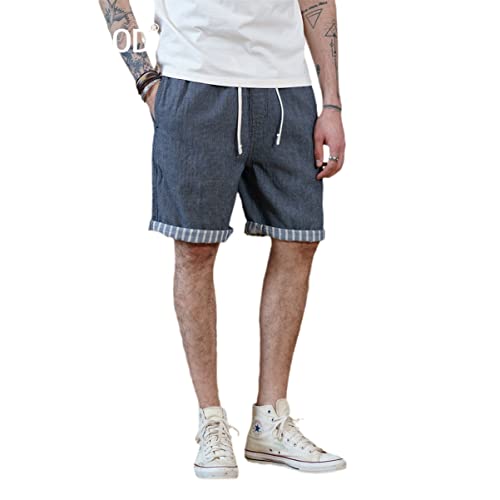 Summer Plaid Checked Oversize Shorts Men Soft Comfortable Drawstring Shorts Blue Plaid Xl #TOP1