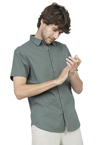 Image of Ketch Men's Cotton Slim Fit Solid Half Sleeve Shirt