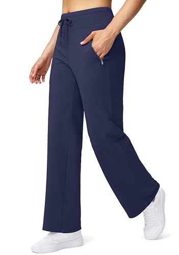 Soothfeel Calça feminina forrada de lã, cintura alta, bolsos com zíper, para inverno, quente, calça