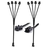 Ourbest 4 Way EL Wire Extension Splitter, 2Pcs Neon 2Pin Extension Cable Cord Quick Connect for Strip Lights Battery Pack