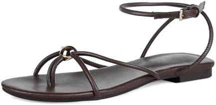 Strappy Flat Sandals for Women Comfortable Open Toe Ankle Strap T...