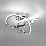 EIDISUNY Modern Chrome Ceiling Lights LED, 25cm Silver Curved Small Hallway lamp Ceiling Light fixtures LED for Hallway, Aisle, Entrance, Bedroom, Kitchen, Living Room - 25cm, 22W Cool White 6000K