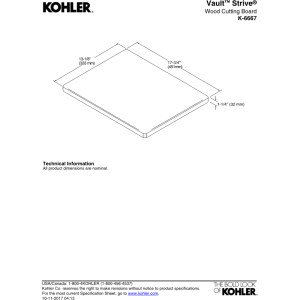 Tabla de Cortar Kohler K-6667-NA Vault/Strive de Madera, 1 Unidad miniatura 3