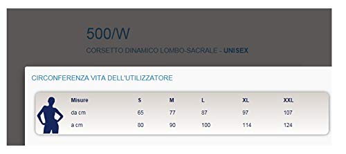 Tlm 500W - Corsetto Ortopedico Lombo-Sacrale v action Tg M (circonferenza ombelicale 77-90 cm) cm