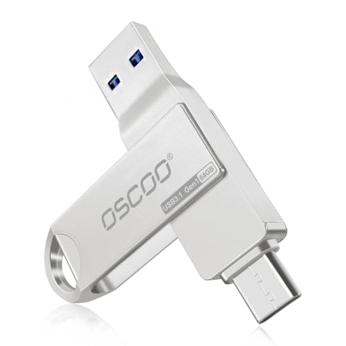 OSCOO USB Flash Drive USB 3.1 Gen1 Dual USB-C y USB-A Memoria USB Externa Pendrive (64, GB)
