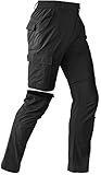 Mens Hiking Convertible Pants Waterproof Lightweight Quick Dry Zip Off Fishing Travel Safari Outdoor Cargo Work Black 32