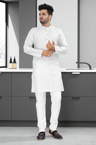 Image of trustous Mens straigth Solid Kurta Pyjama Set Combo in 100% Cotton with 16 Colour Option and Size are XS to 3XL for (Birthday,Wedding, Ceremony, Casual, Engagement)