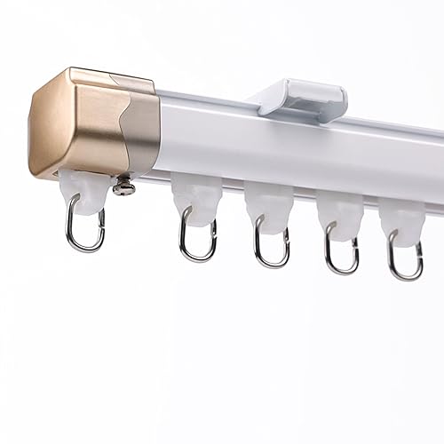 Barra de cortina de aluminio con barra transversal silenciosa montada en el techo, barra de cortina opaca silenciosa, accesorios completos para sala de estar, dormitorio, divisor de habitación