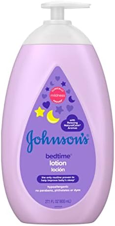 Johnson's Moisturizing Bedtime Baby Lotion with Coconut Oil & NaturalCalm Aromas to Help Relax Baby, Hypoallergenic & Free of Parabens, Phthalates & Dyes, Mild Baby Skin Care, 27.1 fl. oz