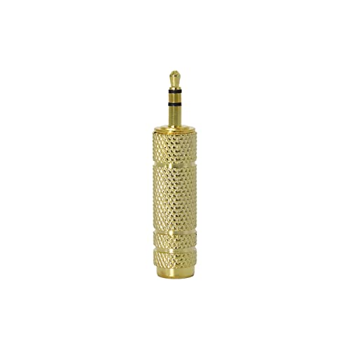 Image of Electronic Spices Mono 3.5mm male to 6.35mm female Golden color audio connector pack of 2pcs