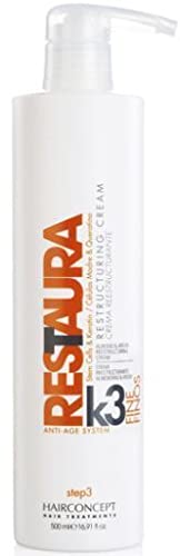 HAIRCONCEPT RESTAURA K crema para cabellos finos k3 reestructurante celulas madre y queratina 500 ml.