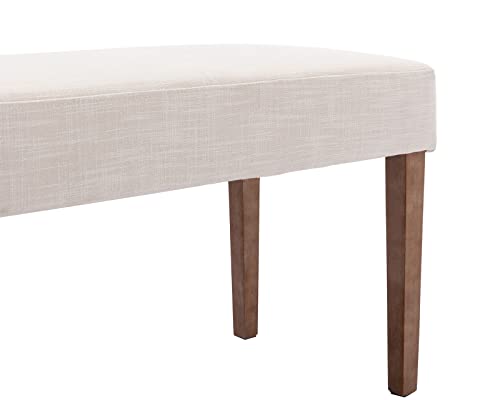 Livinova Farmhouse Upholstered Dining Bench Seat, 45" Linen Entryway Bench With Natural Wood Legs, Mid Century Modern End Of Bed Bench For Kitchen Bedroom Living Room Hallway, For 2-3 Person, Beige #TOP4