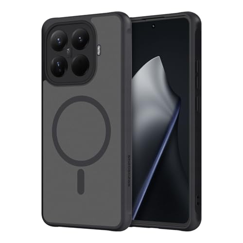 #ColaboraciónPagada<br>Magnética Funda para Xiaomi 15T Pro 5G Compatible con MagSafe Carcasa PC TPU Translúcida Mate Trasera Militar Antigolpes Resistente Arañazos Antihuellas para Xiaomi 15T Pro 5G Negro