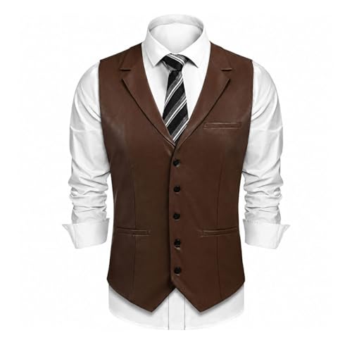 Chaleco de piel sintética Slim Fit con cierre de un solo pecho