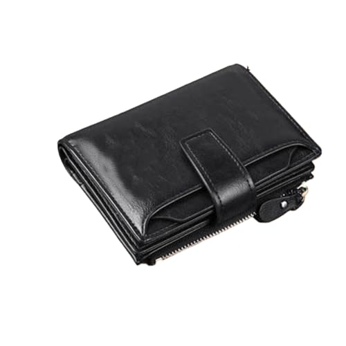 Porte-monnaie homme RFID en cuir noir format américain avec fermeture éclair