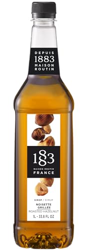 1883 Maison Routin Premium Roasted Hazelnut Syrup Made with Pure Cane Sugar for Coffee Hot Chocolate & Baking Vegan-Friendly Allergen-Free Preservative Free No Artificial Colours - 1L PET Bottle