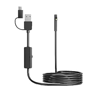 Borescopen 4,9 mm industriële endoscoop met dubbele lens, 2,0 MP micro-USB/Type-c/USB-interface 3-in-1 inspectiecamera…