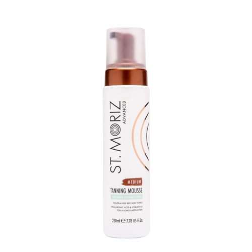 St Moriz Advanced Color Correcting Self Tanner Mousse in Medium - Instant Self Tanning Foam for Face & Body - Long Lasting & Streak Free (No Tanning Mitt) - (7.78 fl oz)