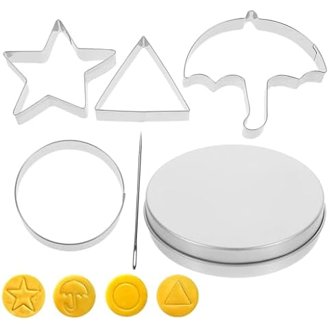 ABOOFAN Korean Sugar Candy Making Tools 6pcs Stainless Steel Cookie Cutters Biscuits Molds Umbrella Triangle Star Round Baking Cake Molds for Christmas Party Favor Cover