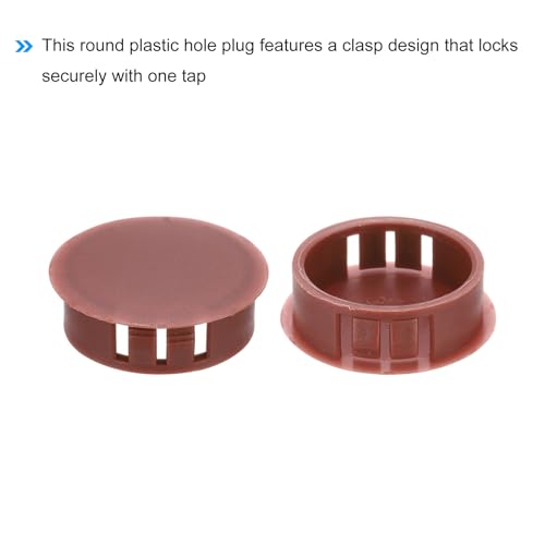 Image of MECCANIXITY 64PCS 32mm(1 1 /4 inch) Red Brown Plastic Hole Plugs, Flush Type Panel Hole Plugs Insert End Caps for Locking Hole Tubes Furniture Cabinet