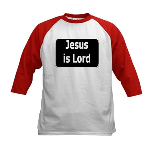 CafePress Jesus is Lord Kids Baseball Jersey Kids Cotton Baseball Jersey, 3/4 Raglan Sleeve Shirt Red/White