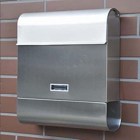 Buzón de acero inoxidable con compartimento para periódicos y cerradura Cover