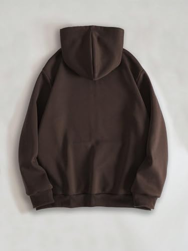 WDIRARA Men's Letter Print Zip Up Drawstring Hoodie Drop Shoulder Long Sleeve Pullover Hooded Sweatshirts with Pocket2