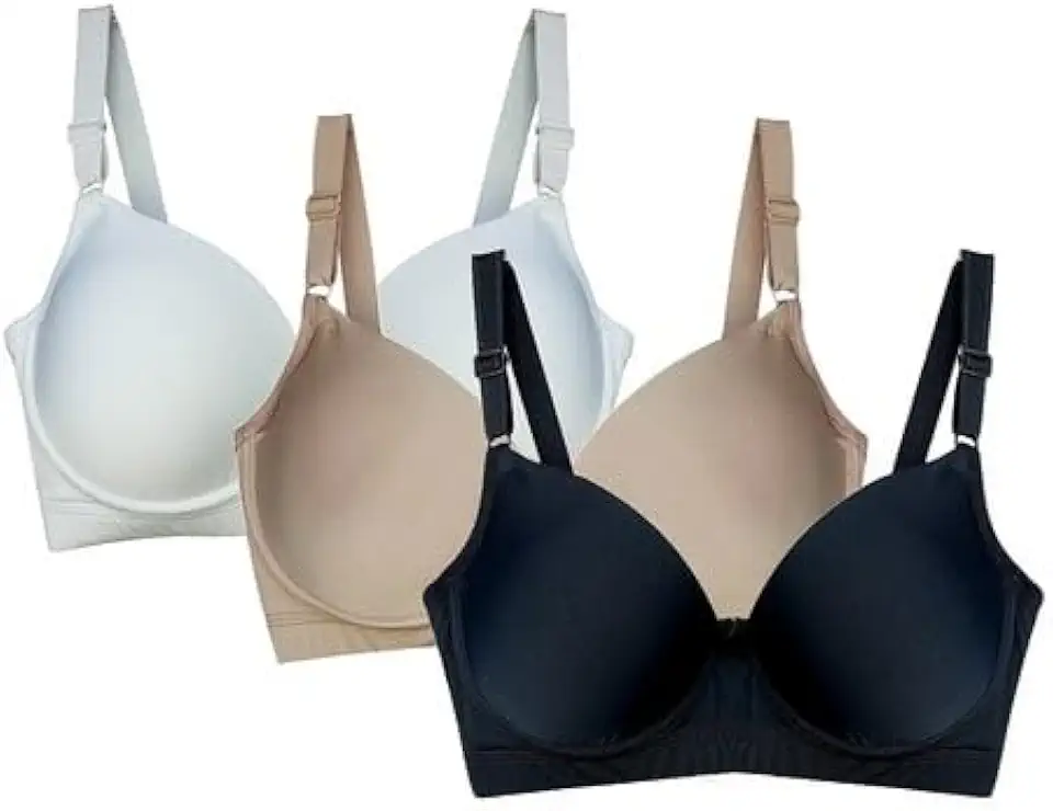 Kit 3 Sutiãs Plus Size liso Sustentação Alça Larga Reforçada