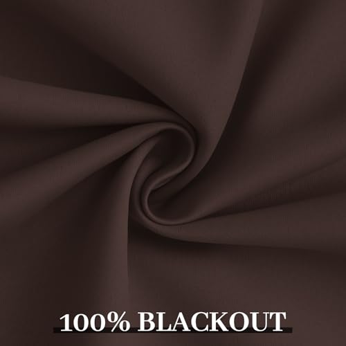 Yakamok Room Darkening 100% Blackout Curtains Grommet Window Treatments with 2 Thick Layers-Brown Thermal Insulated Drapes Set of 2 Panels for Bedroom Living Room 52 Inches by 63 Inches Length