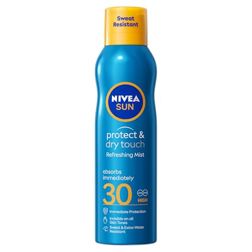 NIVEA SUN Protect & Dry Touch Refreshing Sun Mist Spray SPF30 (200 ml) Water-Resistant Sun Spray Immediate Protection Against UVA/UVB Rays Sunburns Premature Ageing