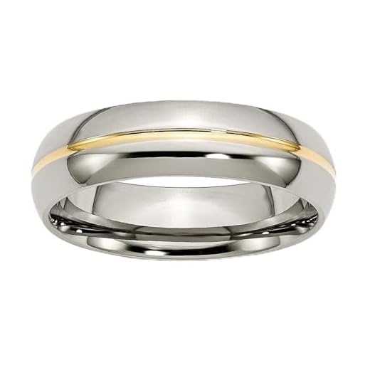 Sonia Jewels Titanium Yellow IP-Plated Grooved 6mm Wedding Band Ring Comfort-Fit Size 7.5