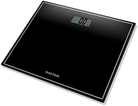 Salter 9207 BK3R Compact Electronic Bathroom Scale, Digital Easy Read Display, Step On Activation, Toughened Glass Platform Body Weighing Scales, Max. Weight 150 KG/330 lbs, 15-Year Guarantee, Black