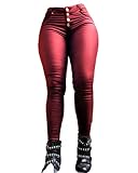 Gym Leggings Nahtlose Leggings Gym Leggings Mit Taschen Damen Herbst Und Winter Mode Göttin Hohe Taille Und Dünne Skinny Feet Hosen Lederhose, rot, XXX-Large