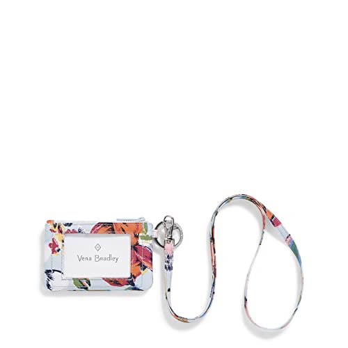 Vera Bradley Women's Recycled Lighten Up Reactive Zip ID Case and Lanyard Combo, Sea Air Floral, One Size