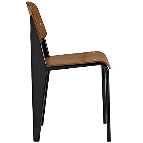 Modway Cabin Modern Wood And Metal Kitchen And Dining Room Chair In Walnut Black #TOP4