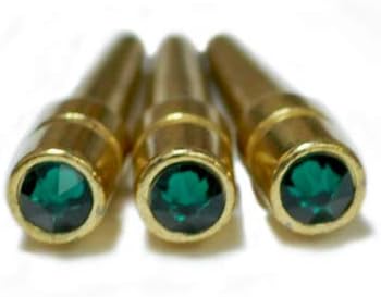 WE Games Juego de 3 clavijas de latón con cristales austriacos Swarovski, color esmeralda