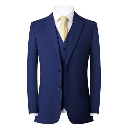 Mens Slim Fit Suit 2 Piece Two-Button Blazer Dress Business Wedding Party Jacket Vest & Pant3