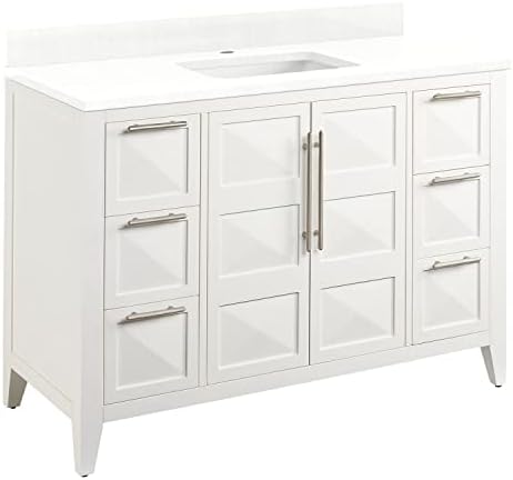 Signature Hardware 484552 Holmesdale 48" Single Basin Vanity Set with Mahogany Cabinet, Marble Vanity Top, and Porcelain Rectangular Undermount Sink