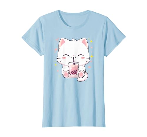 Kawaii Cat Boba Japanese cute aesthetic Anime Girls Teens T-Shirt