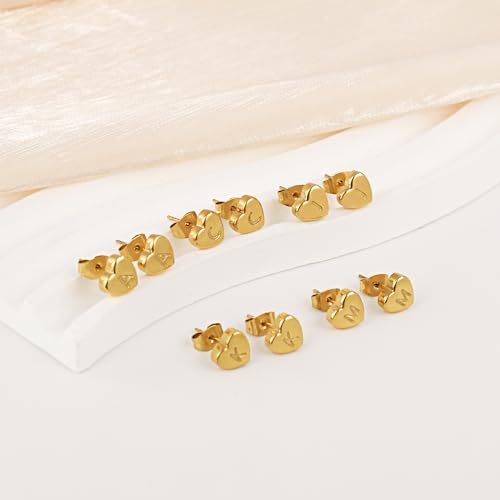 BAYLAY Heart Initial Stud Earrings for Girls Women - 18K Gold Plated Letter A-Z Initial Earrings Gold Heart Earrings for Women Teen Girl Gifts Trendy Stuff Womens Stocking Stuffers Gold Jewelry Gifts4