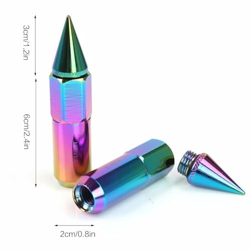 Image of M12X1.5 Spiked Nuts for Rims Aluminum Extended Tuner Lug Nuts 20PCS 60MM (Color)