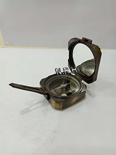 Brújula antigua de latón sólido estilo vintage de 3 pulgadas miniatura 5