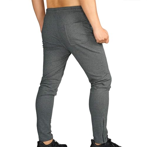 Image of BROKIG Mens Zip Joggers Pants - Casual Gym Workout Track Pants Comfortable Slim Fit Tapered Sweatpants with Pockets | Slim Tapered Fit Breathable Stretch Athletic Track Pants for Sport Training Running Hiking and Daily Active or Causal Wear