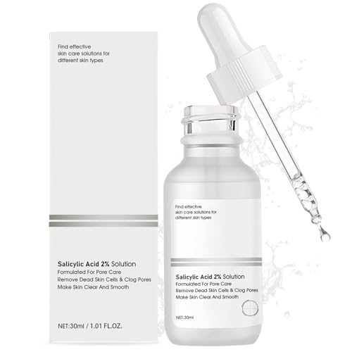 Serum Acido Salicilico, Salicylic Acid 2% Solution, Poros Abiertos Cara, Adecuado, Peeling Facial para Pieles con Tendencia Acneica con Imperfecciones, Mixtas y Grasas, Minimiza los Poros, 30ml