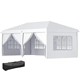 Outsunny Pavillon 6x3 m Stabil Winterfest Gartenpavillon, Partyzelt mit Seitenteilen Fenster, Tür, Tasche Gartenzelt Festzelt für Camping Garten Festival, Weiß