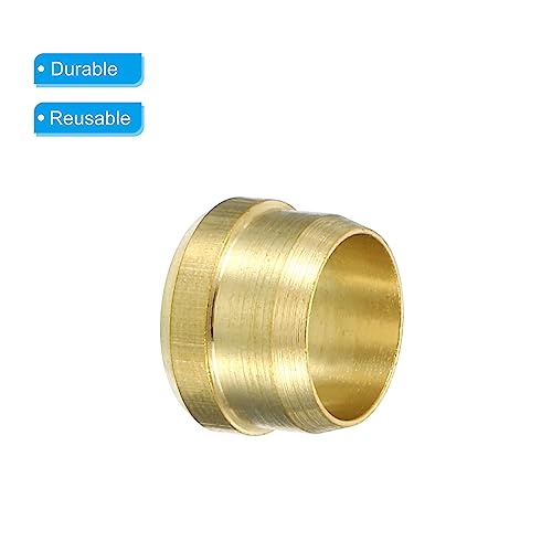 PATIKIL 10mm Tube OD Brass Compression Sleeves Ferrules 5 Pack Brass Compression Fitting Assortment Kit, Gold Tone - Image 4