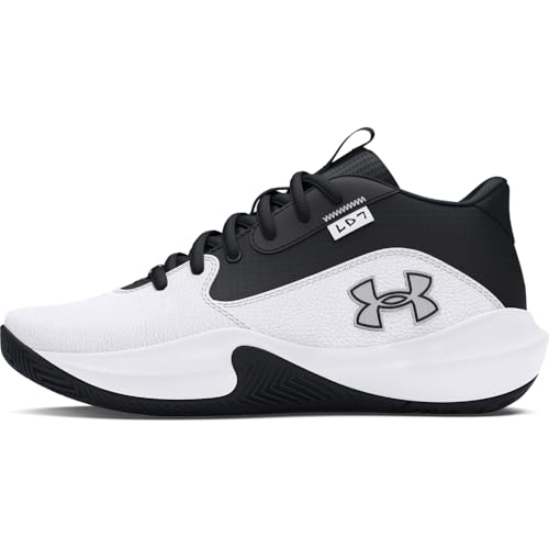 Under Armour Unisex Grade School Lockdown 7, (102) White/Black/Black, 6.5, US