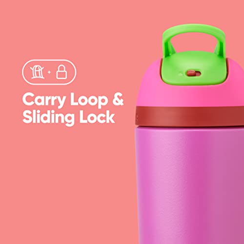 Image of Owala Kids Flip Insulated Stainless-Steel Water Bottle with Straw and Locking Lid, 14-Ounce, Pink /Purple (All the Berries)