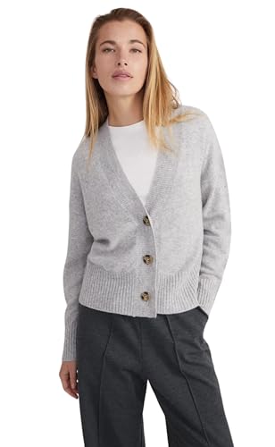 Style & Republic Damen V-Neck Kaschmir Cardigan aus 100% Cashmere - Dein kuscheliger Premium Langarm Strick-Cardigan für stilvolle Herbst- & Winter-Momente - Light Grey Melange-S